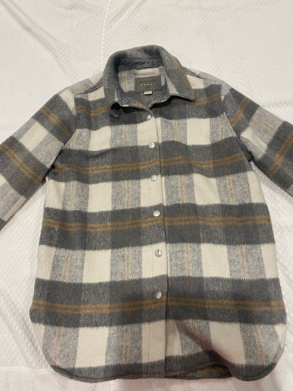 Blank NYC Gray, Cream & Brown Plaid Shacket
